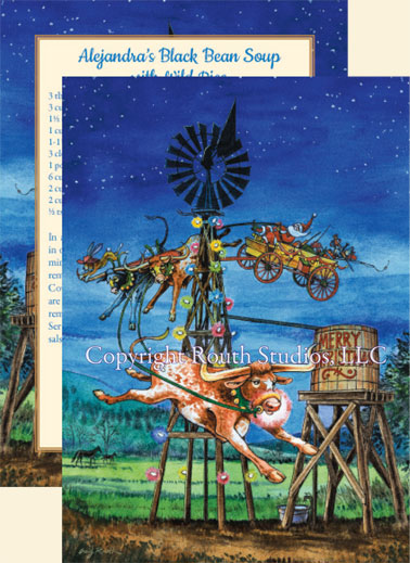 Western Christmas Cards, Holiday Card with windmill & water tower